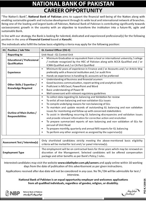 National Bank of Pakistan Jobs 2026