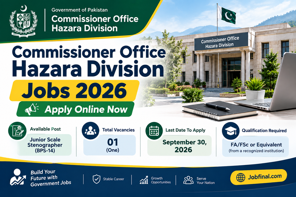 Commissioner Office Hazara Division Job 2026
