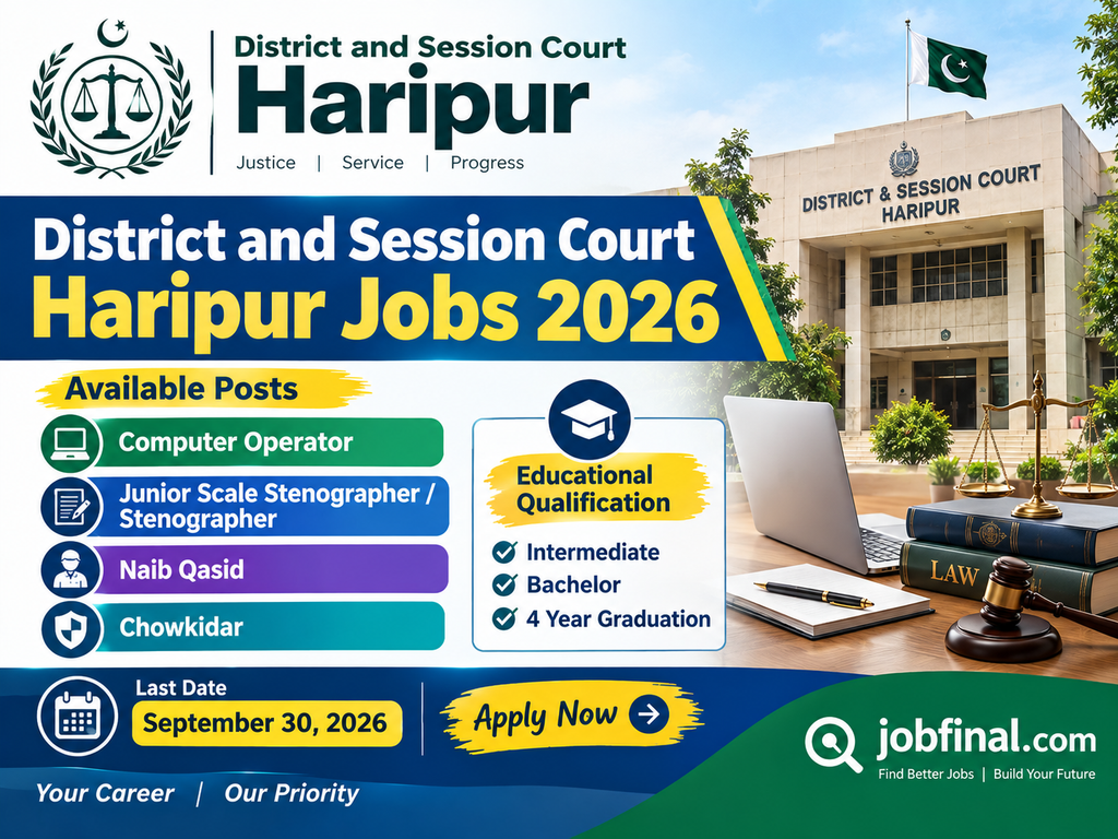 District and Session Court Haripur Jobs 2026 Apply Now Online