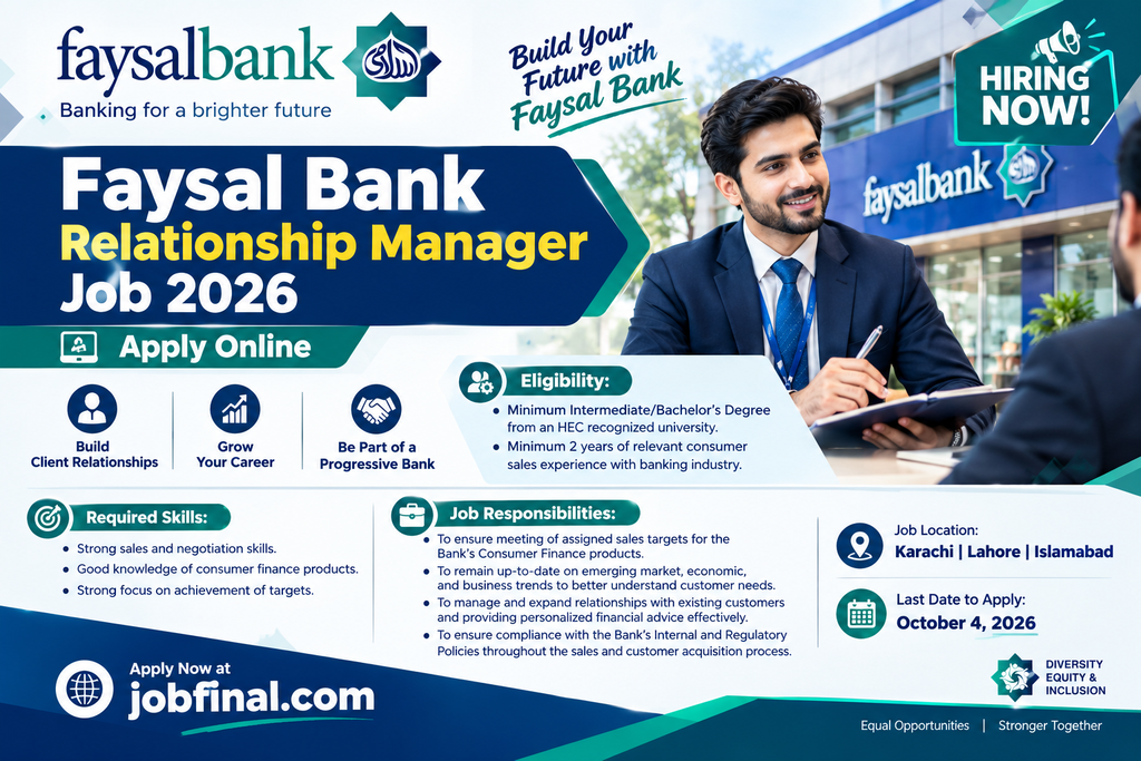 Faysal Bank Relationship Manager Job 2026-Apply Online