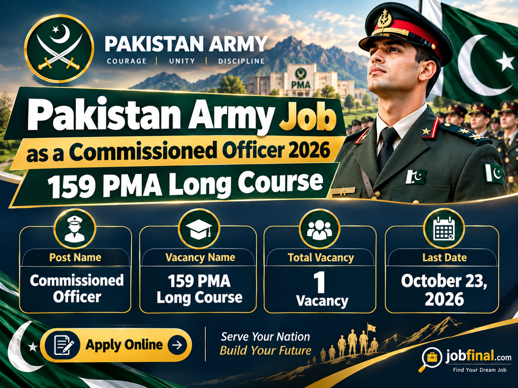 Pakistan Army Job as a Commissioned Officer 2026 – 159 PMA Long Course