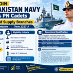 Pakistan Navy as PN Cadets Operation and Supply Branches Jobs-Term 2027(A)