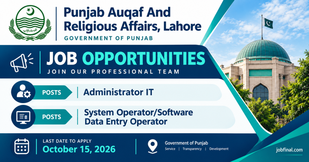 Administrator IT And System Operator Jobs 2026 – Punjab Auqaf Organization Lahore