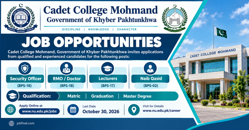 Cadet College Mohmand Jobs 2026