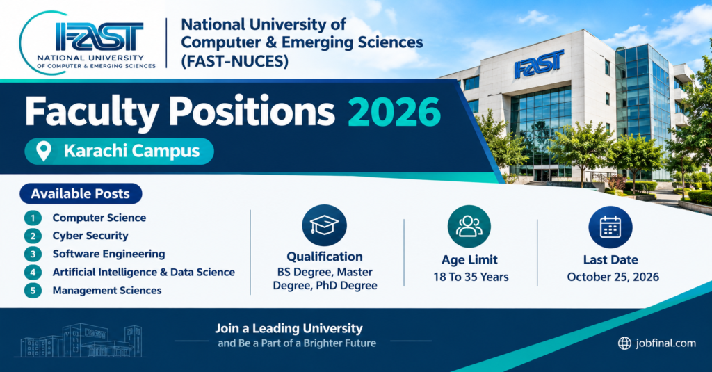 FAST-NUCES Jobs 2026 – Latest Faculty Positions in Karachi