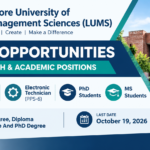 LUMS Jobs 2026 – Research Associate, Electronic Technician, PhD & MS Students