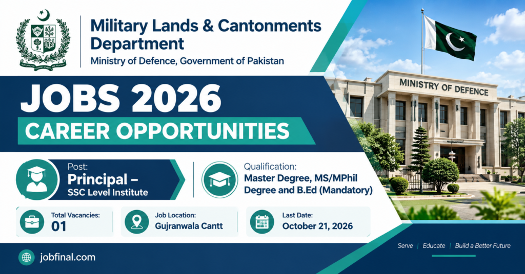 Ministry of Defence Jobs 2026 – Latest Vacancy IN Principal SSC Level Institute